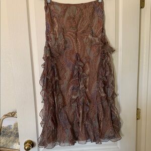 Ralph Lauren Paisley A-Line Skirt - Brown and Cream